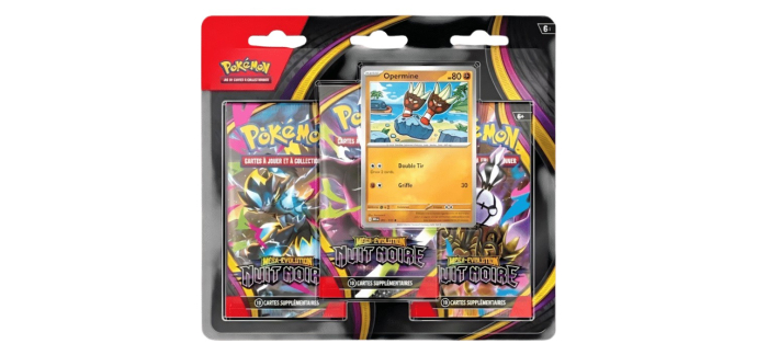 Amazon: Tripack Méga-Évolution Nuit Noire Pokémon JCC (Cartes) à 17,99€ (au lieu de 20,99€)