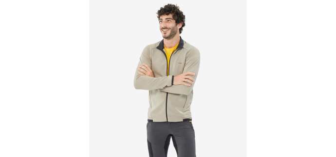 Decathlon: QUECHUA Polaire de randonnée montagne homme MH500 Light full zip beige à 19,99€ (au lieu de 34,99€)