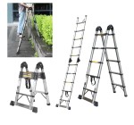 Amazon: Échelle télescopique en aluminium 3,2 m - stabilisateur et roues, 150 kg à 58,65€