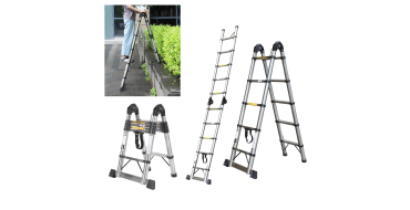 Amazon: Échelle télescopique en aluminium 3,2 m - stabilisateur et roues, 150 kg à 58,65€