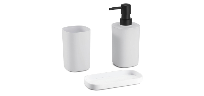 Amazon: Ensemble de 3 Accessoires de Salle de Bain en Lona - Taupe, Blanc ou Gris foncé à 5,9€