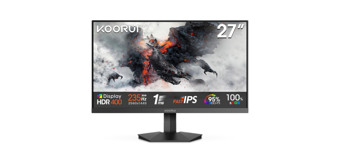 Amazon: Ecran PC 27" Koorui - 235Hz, IPS, QHD, HDR400, 1ms à 119,99€ (au lieu de 163,25€)