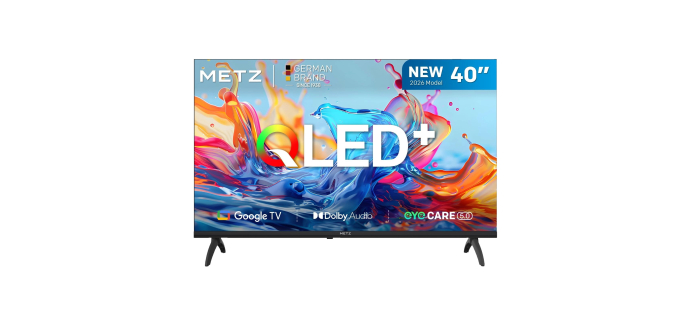 Amazon: TV 40" Metz 40 Pouces 100 cm - Smart TV FHD Google TV LED, QLED+, HDR10, Dolby Audio, Bluetooth 5.1