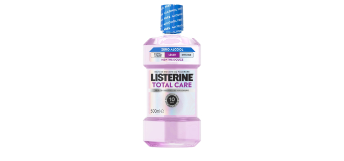 Amazon: Bain de Bouche Listerine Total Care sans alcool - 500 ml à 2,99€ (au lieu de 3,21€)