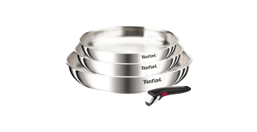 Amazon: Batterie de cuisine Tefal Ingenio Emotion Full Inox - 3 poêles 22/24/28cm, poignée amovible à 55,9€