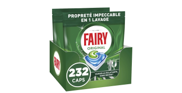 Amazon: Lot de 232 Tablettes Lave-Vaisselle Tout-en-1 Fairy Original à 27,93€ (au lieu de 43€)