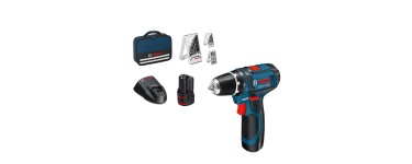 Amazon: Perceuse sans fil 12V Bosch Professional GSR 12V-15 - 2 batteries 2,0 Ah, 39 accessoires à 92,10€