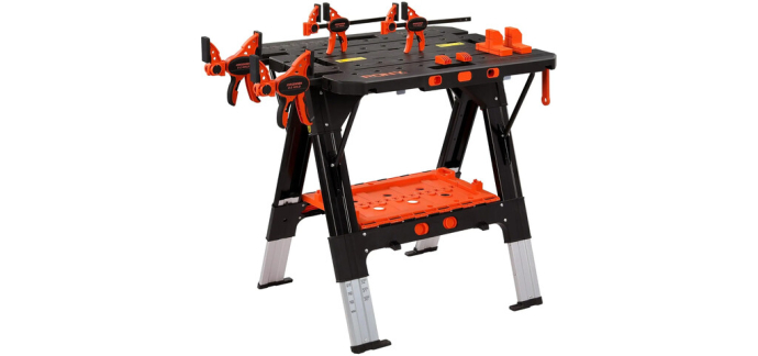 JoyBuy: PONY Établi pliant 2 en 1 - 227 kg, 6 hauteurs, 4 serre-joints à 109,98€ (au lieu de 189,99€)