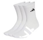 Amazon: Lot de 3 paires de chaussettes Adidas mi-mollet rembourrées - Blanc, du 34 au 51 à 7,99€
