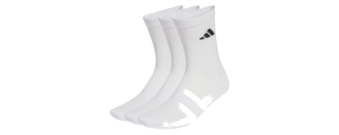 Amazon: Lot de 3 paires de chaussettes Adidas mi-mollet rembourrées - Blanc, du 34 au 51 à 7,99€