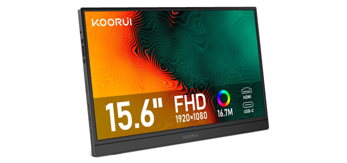 Amazon: Écran portable KOORUI E1511A - 15.6", IPS, 1920x1080, USB-C, HDMI à 54,99€ (au lieu de 76,9€)