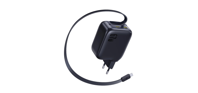 Amazon: Chargeur Baseus Enercore USB-C 67W avec câble rétractable + 2 ports USB-C à 19,98€
