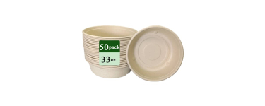 JoyBuy: Rui bamboo Bol jetable en fibre de bambou 33 oz Lot de 50 à 6,9€ (au lieu de 11,72€)