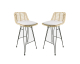 Sweeek: 2 tabourets de bar 67cm, métal et rotin, assise beige à 129,99€ (au lieu de 199,99€)