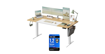 Amazon: Bureau Assis-Debout électrique Songmics - 160 x 70 cm, 4 hauteurs mémorisables à 104,69€