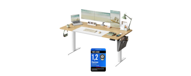 Amazon: Bureau Assis-Debout électrique Songmics - 160 x 70 cm, 4 hauteurs mémorisables à 104,69€