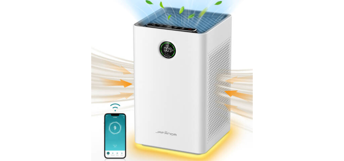 JoyBuy: Purificateur d'air JAFANDA - 1190 pi², HEPA H13, WiFi/Alexa, 23 dB à 89,91€ (au lieu de 129,90€)