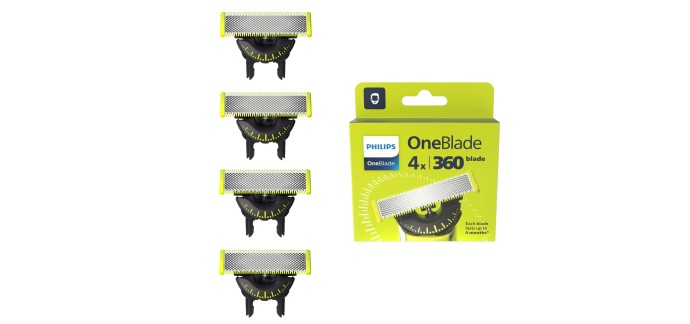 Amazon: Philips OneBlade 360 - Lot de 4 lames de remplacement à 34,99€ (au lieu de 46,76€)