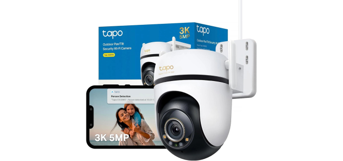 Amazon: Caméra extérieure Tapo C530WS - 3K 5MP, 360°, vision nocturne couleur, IA, Wi-Fi/Ethernet, IP66 à 47