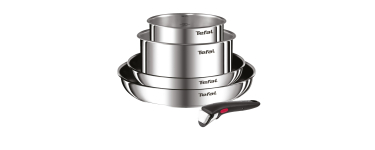 Amazon: Set Tefal Ingenio 5 Pièces L897S504 - 2 Poêles, 2 Casseroles & Poignée Amovible, Induction, Acier In