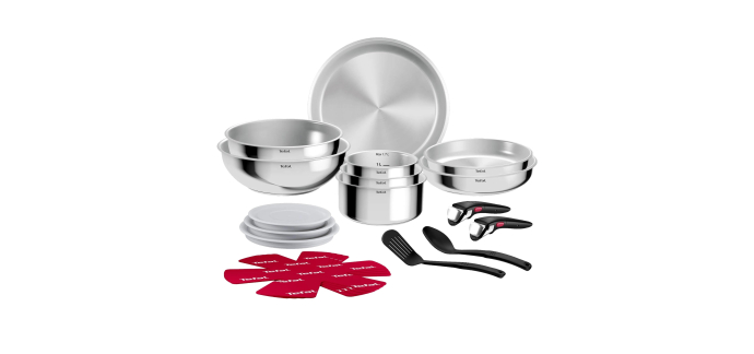 Amazon: Batterie de cuisine Tefal Ingenio Comfort Max 19 pièces - Acier inoxydable à 135,99€
