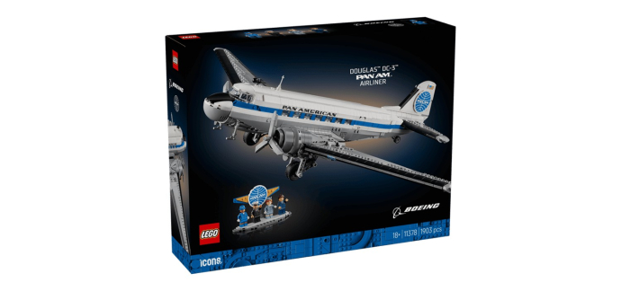 Carrefour: LEGO Icons 11378 Avion Douglas DC-3 Pan Am (Maquette adulte) à 212,78€ (au lieu de 219,99€)