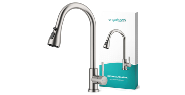 Amazon: Robinet cuisine Engelbach - extensible, pivotant 360°, acier inox 304, 2 jets à 21,9€