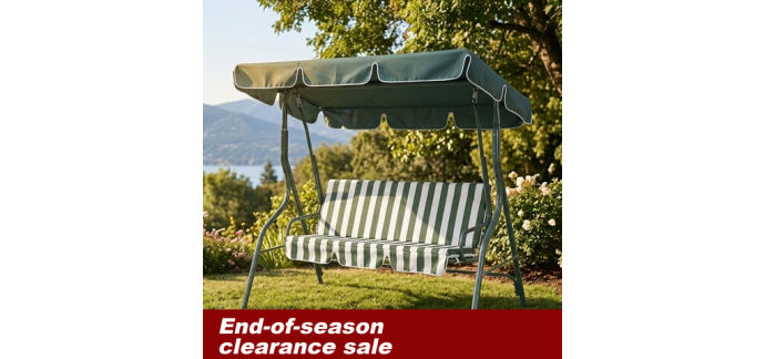 JoyBuy: Fauteuil balancelle de jardin Terrabeta en acier avec auvent et coussin à 59,97€