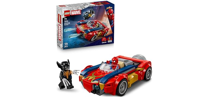 Amazon: LEGO® Marvel Spider-Man et sa Voiture Contre Wolverine vénomisé (76336) à 14,99€
