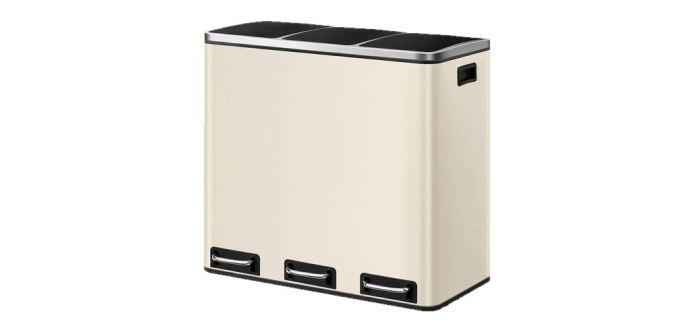 JoyBuy: JOYFURNOS Poubelle à pédale en acier 3 x 18 L fermeture douce beige à 79,99€ (au lieu de 199,99€)