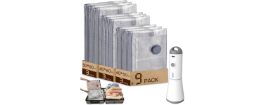 JoyBuy: HOMOH Sacs sous vide pour vêtements avec pompe sans fil, lot de 9 à 12,97€ (au lieu de 19,99€)