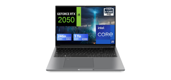 JoyBuy: PC Portable Gamer - Intel Core i9-13905H, RTX 2050, 24Go DDR5, SSD 1To, 16" FHD à 1099,99€