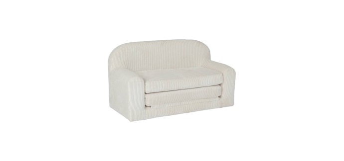 Sweeek: Canapé lit enfant en velours côtelé dépliable, crème à 119,99€ (au lieu de 149,99€)