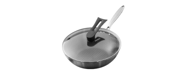 JoyBuy: Ochama Wok Antiadhésif 30 cm - Revêtement Nid d'Abeille, Anti-éclaboussures, Compatible Gaz/Inductio