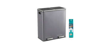 JoyBuy: JOYFURNOS Poubelle de recyclage 2 compartiments - Pédale, fermeture douce, métal à 75,96€