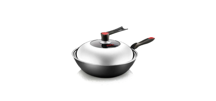 JoyBuy: COOKER KING Poêle wok en fonte 32 cm avec couvercle en verre à 19,99€ (au lieu de 49,99€)