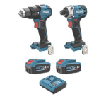 Screwfix: Perceuse visseuse à percussion et visseuse à choc sans fil brushless Erbauer 18V Li-Ion EXT 2 x 4Ah