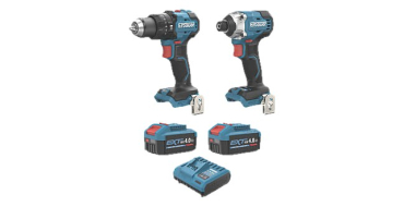Screwfix: Perceuse visseuse à percussion et visseuse à choc sans fil brushless Erbauer 18V Li-Ion EXT 2 x 4Ah