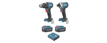 Screwfix: Perceuse visseuse à percussion et visseuse à choc sans fil brushless Erbauer 18V Li-Ion EXT 2 x 4Ah