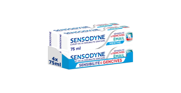 Amazon: Lot de 4 Tubes de dentifrice Sensodyne Sensibilité & Gencives Email, Menthe - 4 x 75ml à 11,32€ (au