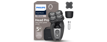 Amazon: Rasoir Philips Head Shaver Pro 5000 Series (HS7980/15) - tête flexible à 360° ComfortCut à 79,99€