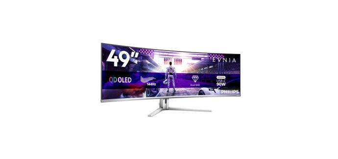 Amazon: Écran PC incurvé 49" Philips Evnia 49M2C8900LA - Dual QHD, QD-OLED 144 Hz, HDR TrueBlack 400 à 674,1
