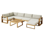 Cdiscount: Salon de jardin d'angle modulable LEVATA XL - Bois d'acacia FSC - 7 personnes - Gris de lin + Housse