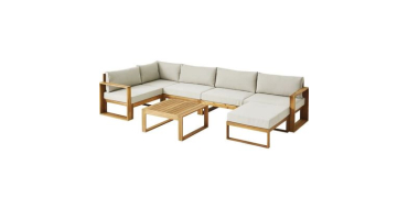 Cdiscount: Salon de jardin d'angle modulable LEVATA XL - Bois d'acacia FSC - 7 personnes - Gris de lin + Housse