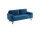 Sweeek: Canapé 3 places en velours bleu pétrole - style scandinave, pieds bois à 197,99€