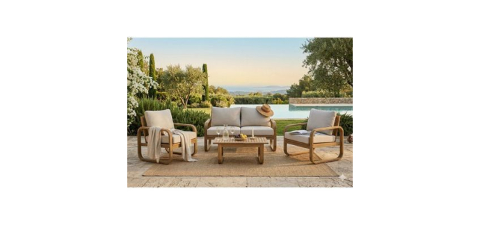 Cdiscount: Salon de jardin bois d'acacia 4 personnes BOHEMIA crème à 699,99€ (au lieu de 749,99€)