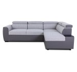 Cdiscount: Canapé d'angle convertible réversible 4/5 places KELIO - Simili anthracite / tissu gris, 3 tétières,
