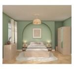 Cdiscount: Chambre complète adulte VARIA - Lit 140x190/200 + 2 chevets + commode + armoire avec miroir - Décor