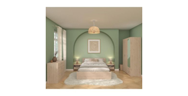 Cdiscount: Chambre complète adulte VARIA - Lit 140x190/200 + 2 chevets + commode + armoire avec miroir - Décor