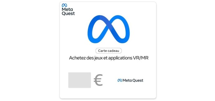 Amazon: Carte cadeau Meta Quest 50€ à 42,50€ (au lieu de 50€)